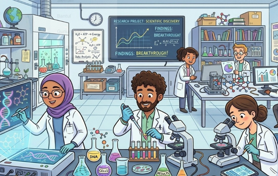 Aktivitas peneliti di laboratorium BRIN dalam pengembangan riset dan inovasi sebagai bagian dari penyusunan Peta Jalan Riset Nasional 2045 untuk mendukung industrialisasi Indonesia.